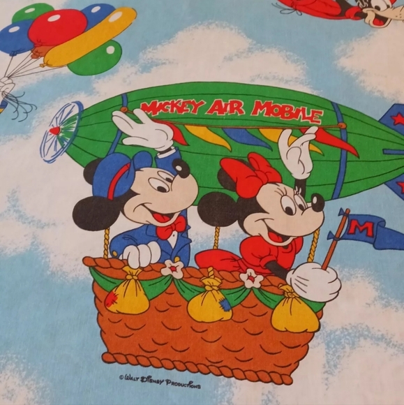 Vintage 80s Disney Mickey air mobile twin sheet - Picture 3 of 4